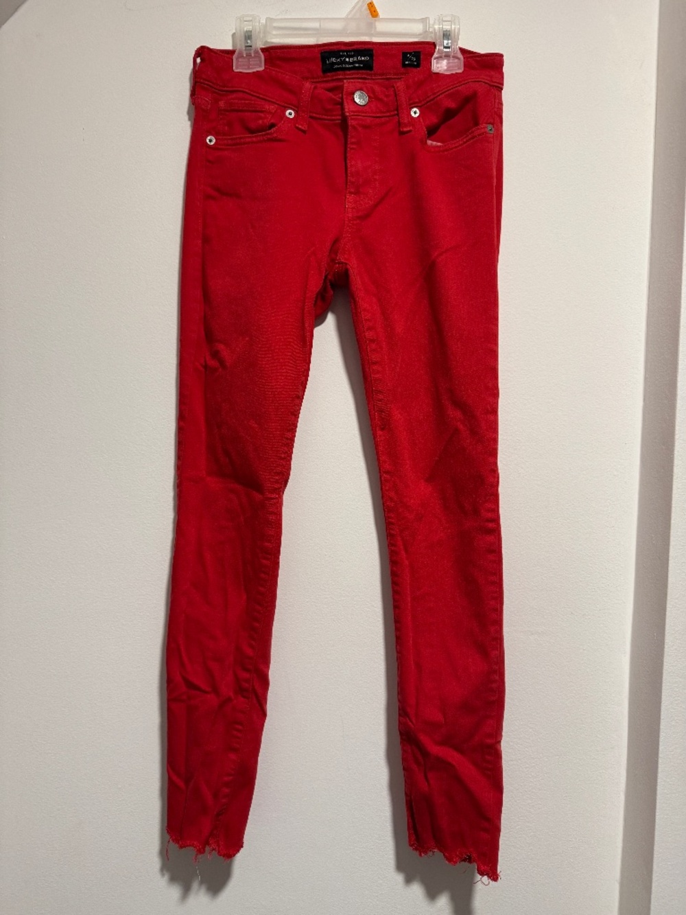 Lucky Brand Red Skinny Jeans Women's Size 2/26 Mid Rise Stretch